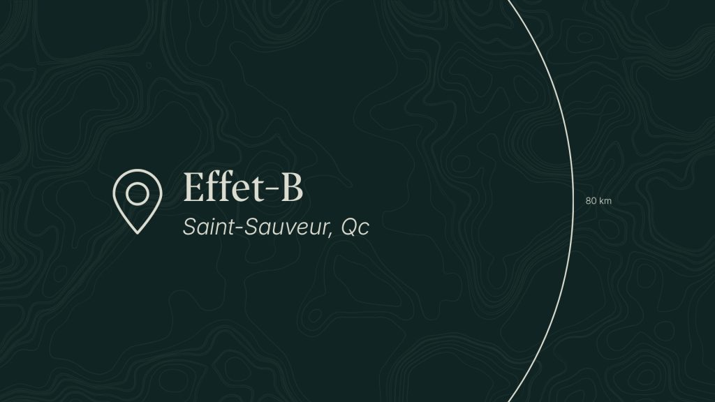 L'équipe de l'agence Effet-B à Saint-Sauveur collaborant avec un partenaire local dans un rayon de 80 km.