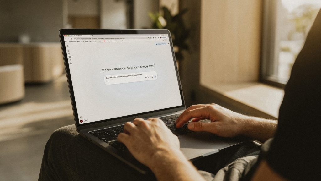 Interface d'intelligence artificielle analysant les données réelles d'une entreprise pour détecter l'écoblanchiment.